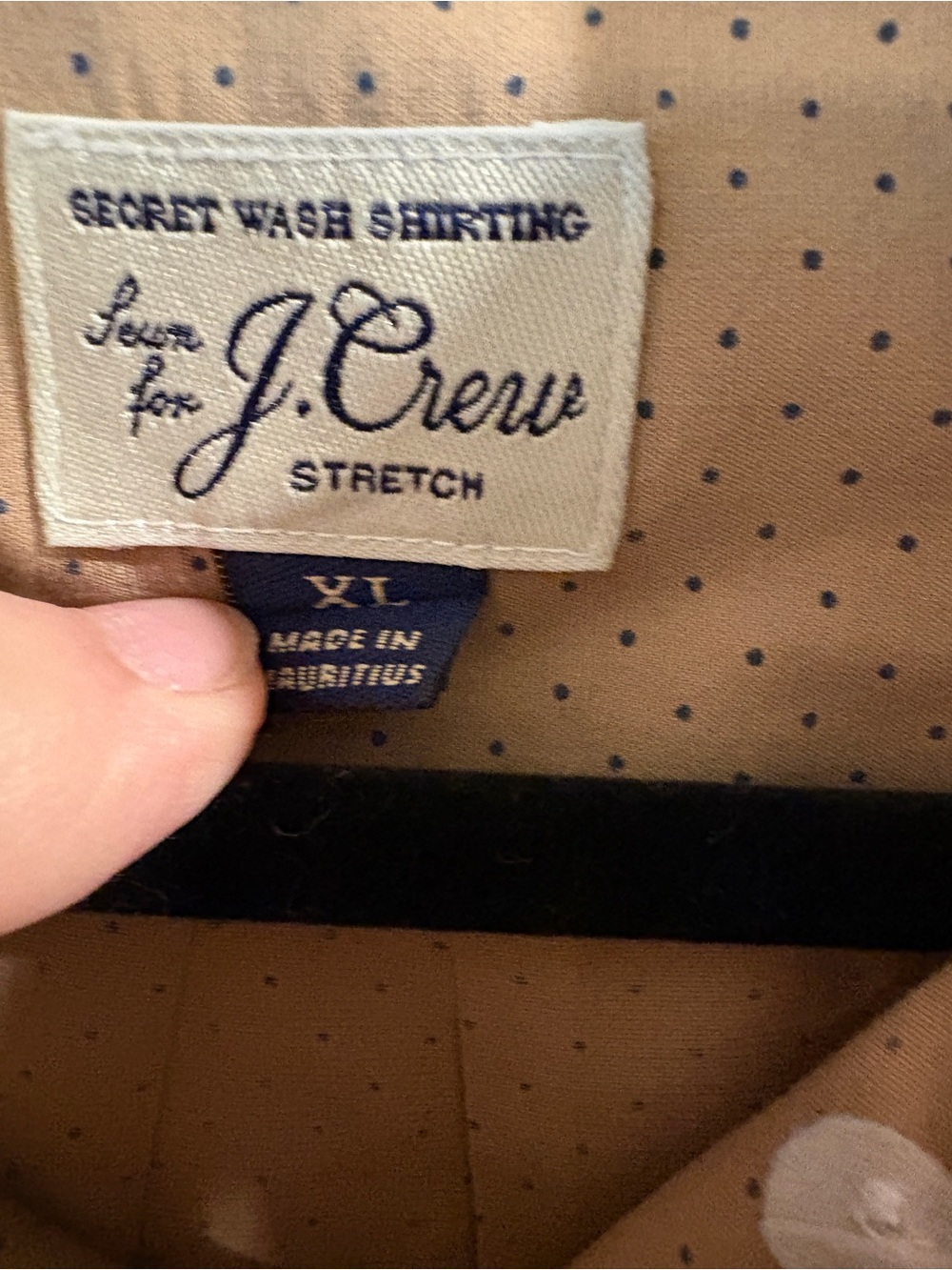 J.Crew Secret Wash Slim Shirt Men’s XL Tan Dots Stretch Button Down - Picture 5 of 13